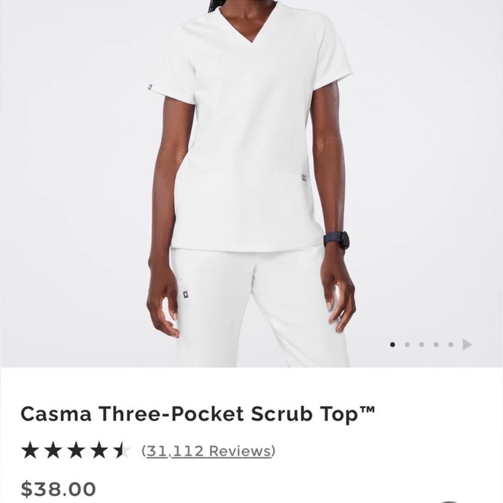 Figs White Casma Scrub Top